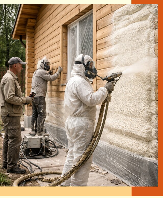 Утепление дома из бруса ППУ в Геленджике от 4002 руб/м2 под ключ | ТепломастерГлн