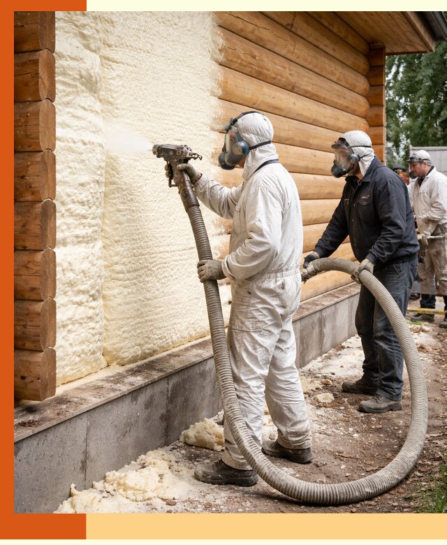 Утепление дома из бруса пенополиуретаном в Геленджике