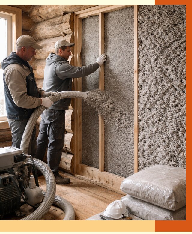 Утепление бревенчатого дома эковатой в Геленджике от 2858 руб. | ТепломастерГлн