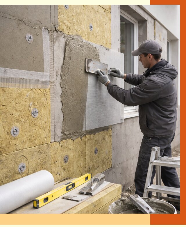 Утепление фасада под штукатурку в Геленджике от 4365 руб/м2 — монтаж пенопластом и минватой | ТепломастерГлн