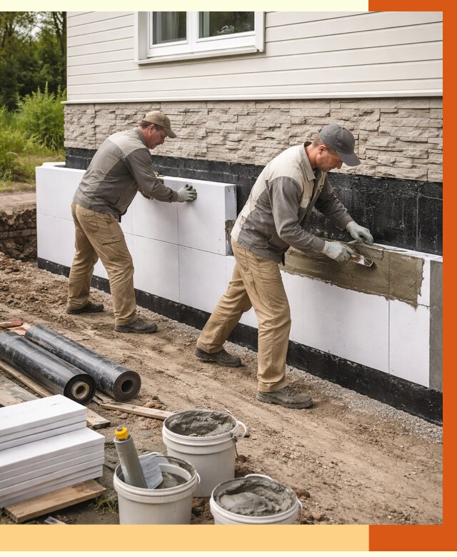 Утепление фундамента снаружи в Геленджике от 4365 руб. за м² | ТепломастерГлн