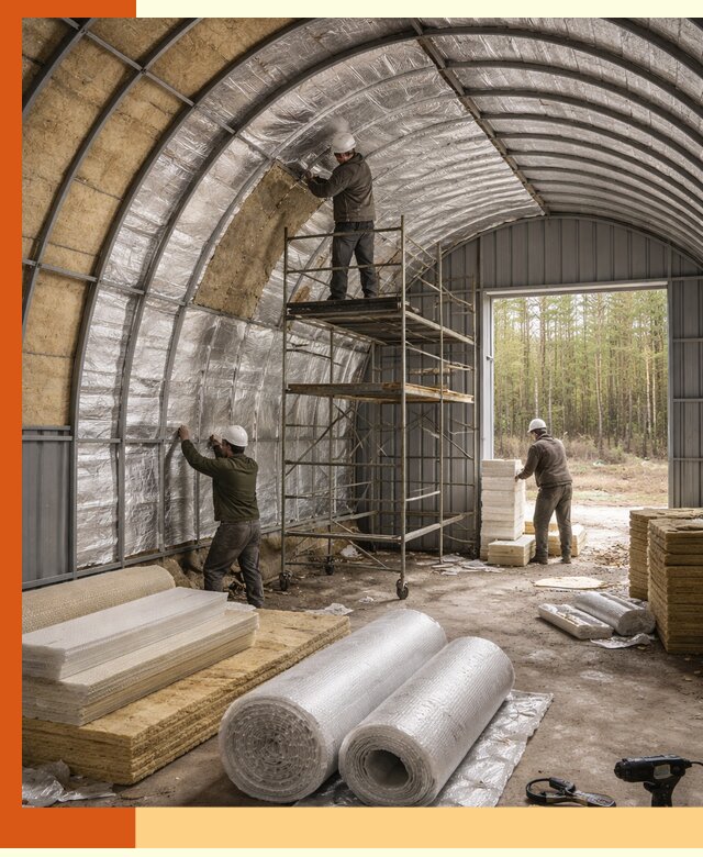 Утепление арочного ангара под ключ в Геленджике