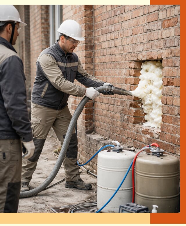 Заливка ППУ в пустоты кирпичной стены в Геленджике от 2858 руб. | ТепломастерГлн