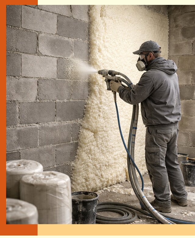 Утепление блочной стены ППУ в Геленджике качественно и надёжно