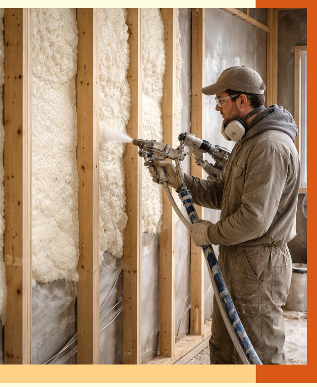 Утепление каркасной стены ППУ в Геленджике от 4417 руб./м2 под ключ | ТепломастерГлн