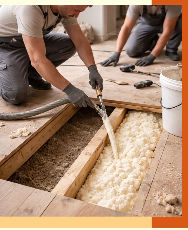 Заполнение пустот пола в Геленджике от 2806 руб. — утепление пустот пола под ключ | ТепломастерГлн