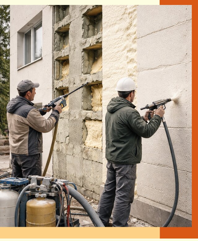 Заполнение пустот фасада в Геленджике от 4677 руб. — утепление пустот облицовки | ТепломастерГлн