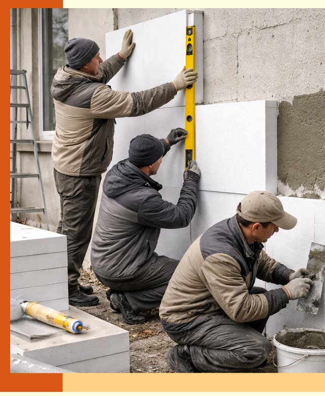 Утепление пенопластом наружных стен и фасадов в Геленджике