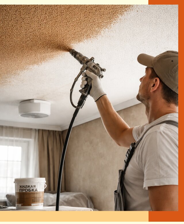 Утепление потолка жидкой пробкой в Геленджике от 3638 руб. | ТепломастерГлн