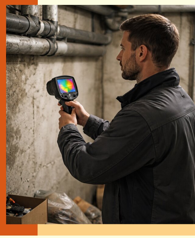 Тепловизионное обследование подвала в Геленджике для поиска утечек тепла
