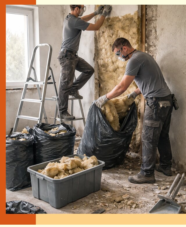 Демонтаж старого утеплителя и вывоз отходов в Геленджике