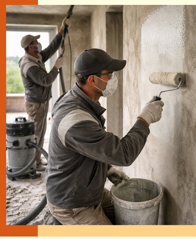 Подготовка поверхности под напыление утеплителя в Геленджике